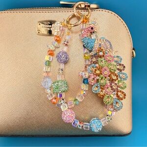 🦚Luxury Bag/Phone Chain Charm/Keychain Colorful Rhinestone PEACOCK Crystal Beads